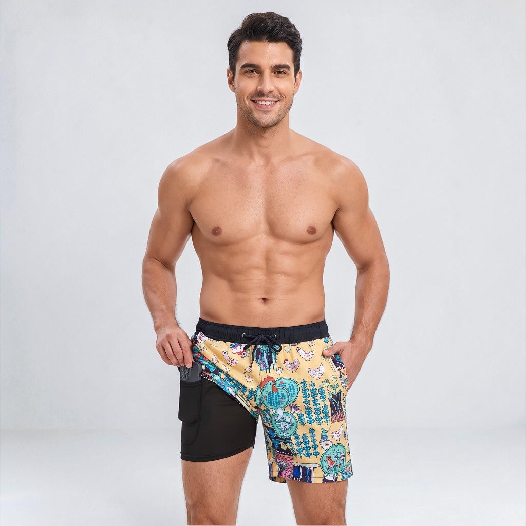 Montarello Men’s Compression-Lined Swim Shorts