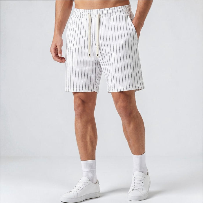 Montarello Men's Pinstripe Elasticated Drawstring Beach Shorts