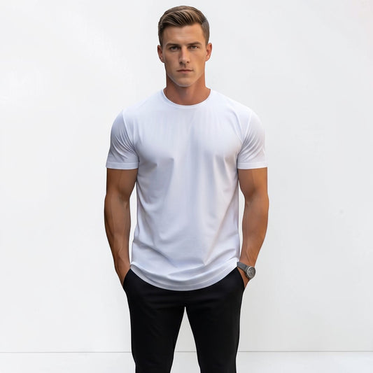 Męski t-shirt Montarello z krótkim rękawem i okrągłym dekoltem