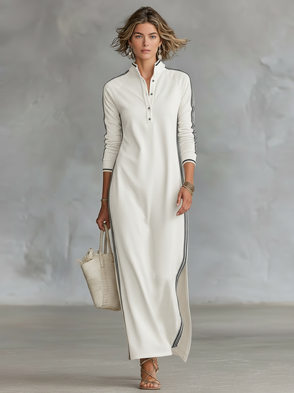 Montarello Women's Maxi Shirt Dress Button Collar Long Sleeve