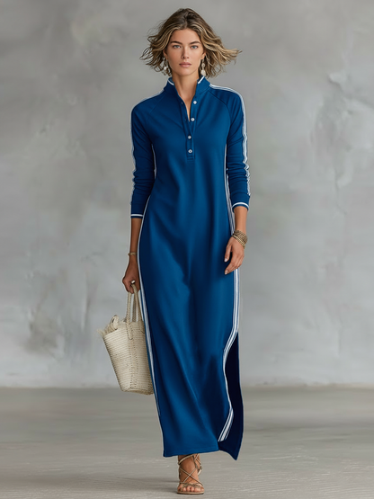 Montarello Women's Maxi Shirt Dress Button Collar Long Sleeve