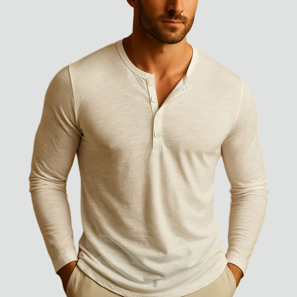Montarello Men's Long Sleeve Henley Shirt