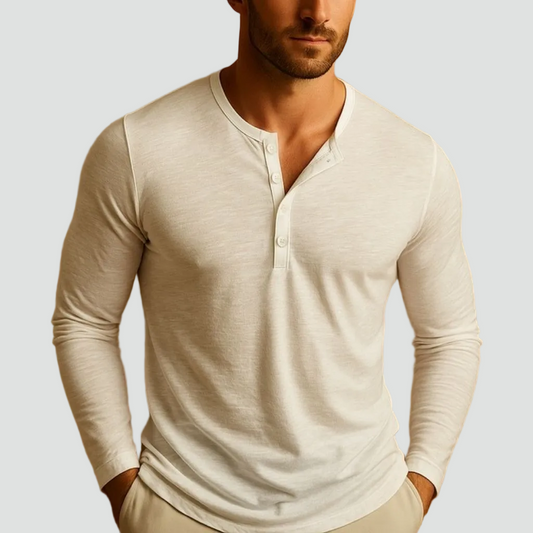 Montarello Men's Long Sleeve Henley Shirt