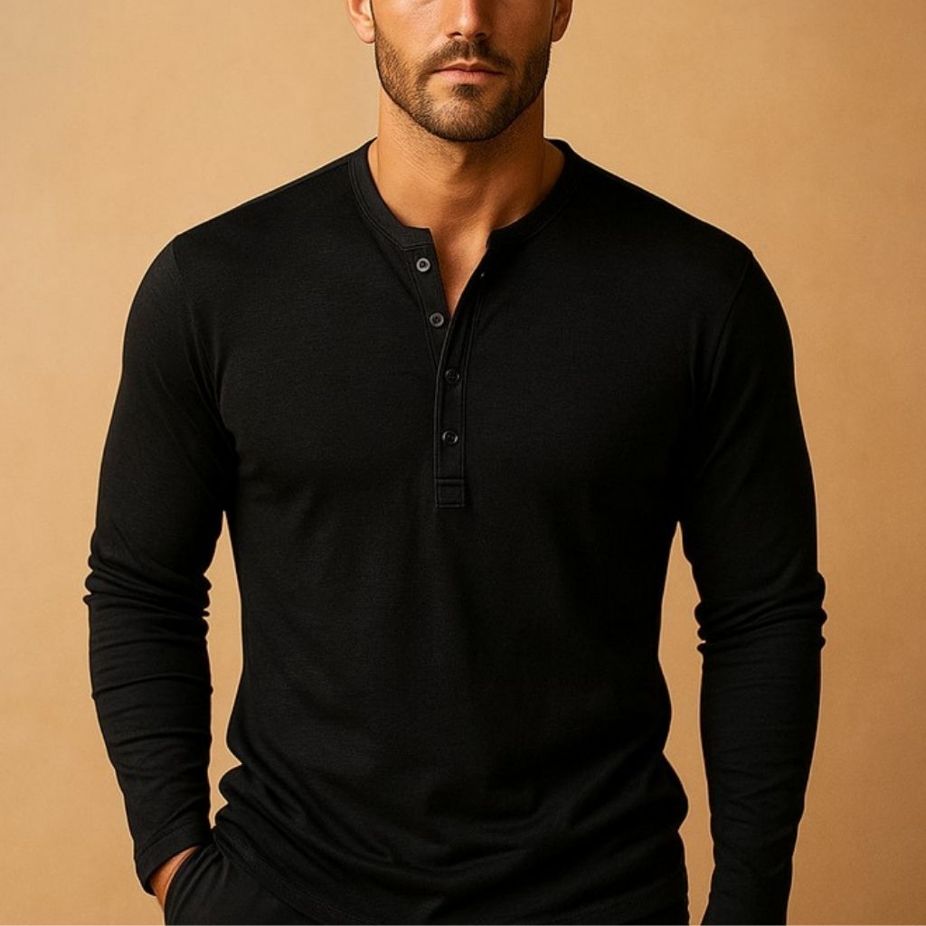 Montarello Men's Long Sleeve Henley Shirt
