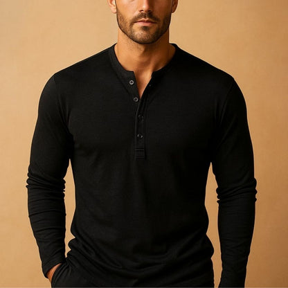 Montarello Men's Long Sleeve Henley Shirt