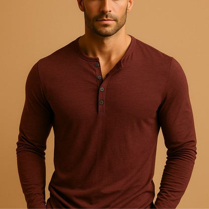 Montarello Men's Long Sleeve Henley Shirt