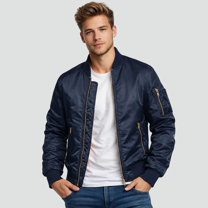 Montarello Men's Bomber Jacket Padded Zip Pockets