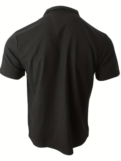Montarello Men's Textured Knit Polo Shirt Open Collar