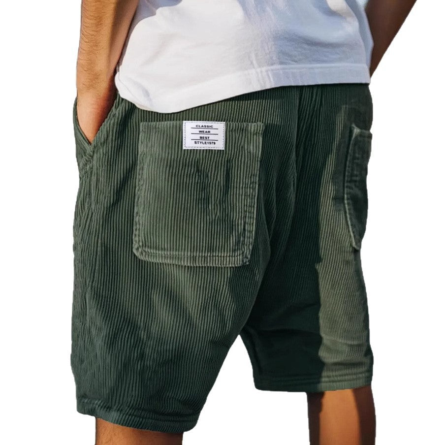 Montarello Cord Texture Patch Pocket Shorts Men's