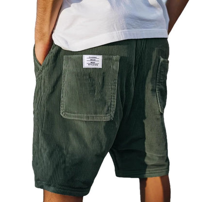 Montarello Cord Texture Patch Pocket Shorts Men's