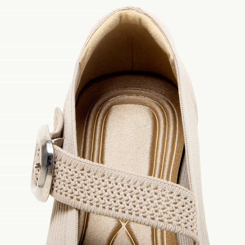 Montarello Women's Square Toe Knit Mary Jane Flats