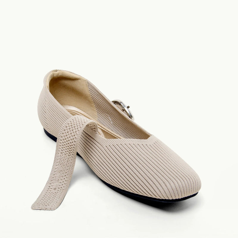 Montarello Women's Square Toe Knit Mary Jane Flats