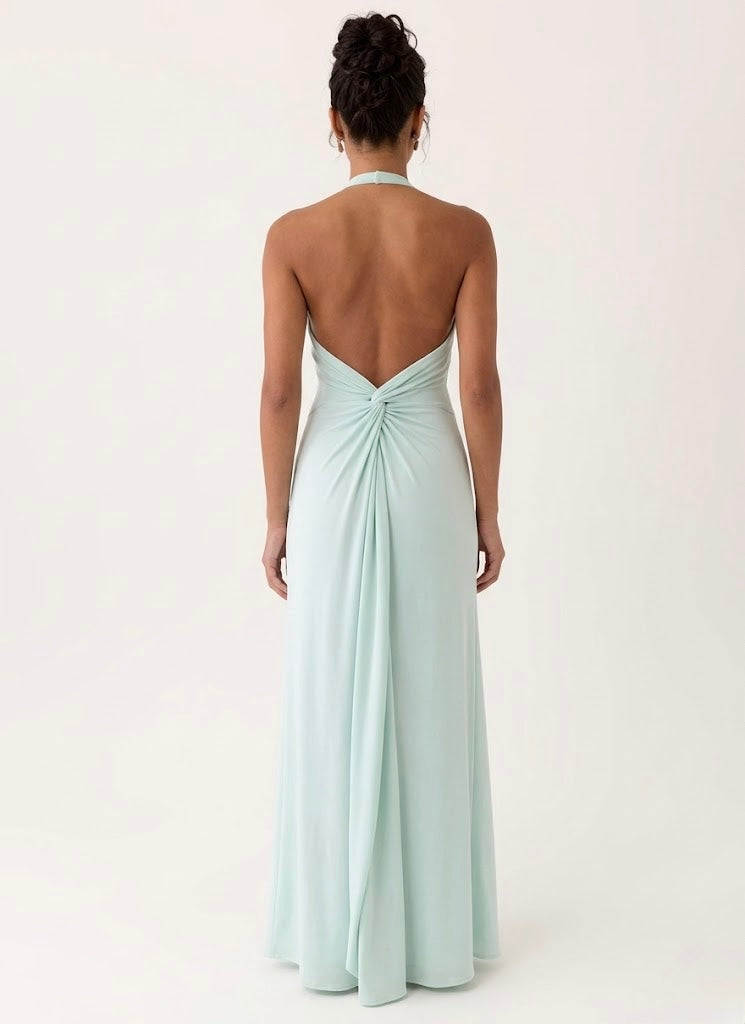 Montarello Women's Halter-Neck Sleeveless Maxi Wedding Guest Dress