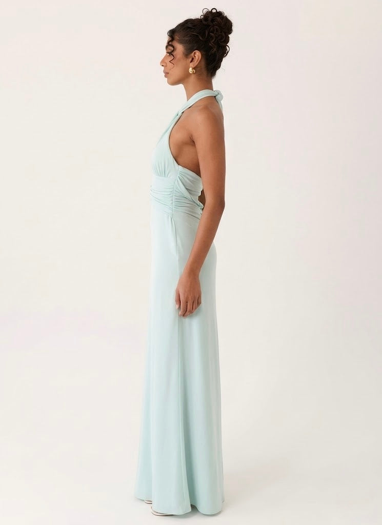 Montarello Women's Halter-Neck Sleeveless Maxi Wedding Guest Dress