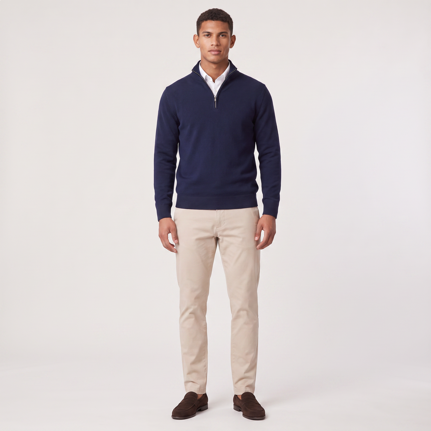 Montarello Men's Quarter-Zip Knitted Sweater with Stand Collar