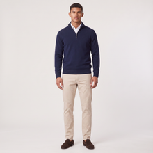 Montarello Men's Quarter-Zip Knitted-Look Sweater with Stand Collar
