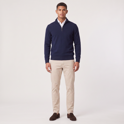 Montarello Men's Quarter-Zip Knitted Sweater with Stand Collar