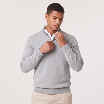 Montarello Men's Quarter-Zip Knitted Sweater with Stand Collar