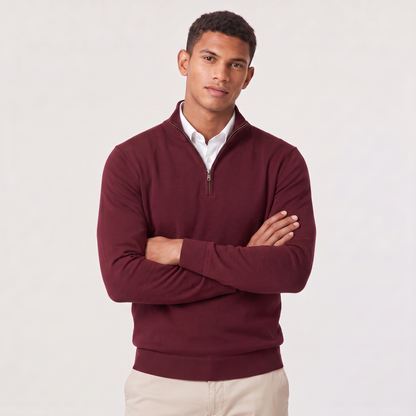 Montarello Men's Quarter-Zip Knitted Sweater with Stand Collar