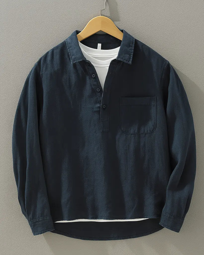 Montarello Men’s Cotton-Linen Popover Shirt