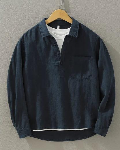 Montarello Men’s Cotton-Linen Popover Shirt