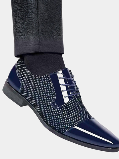 Montarello Men's Patent Cap Toe Oxford Shoes