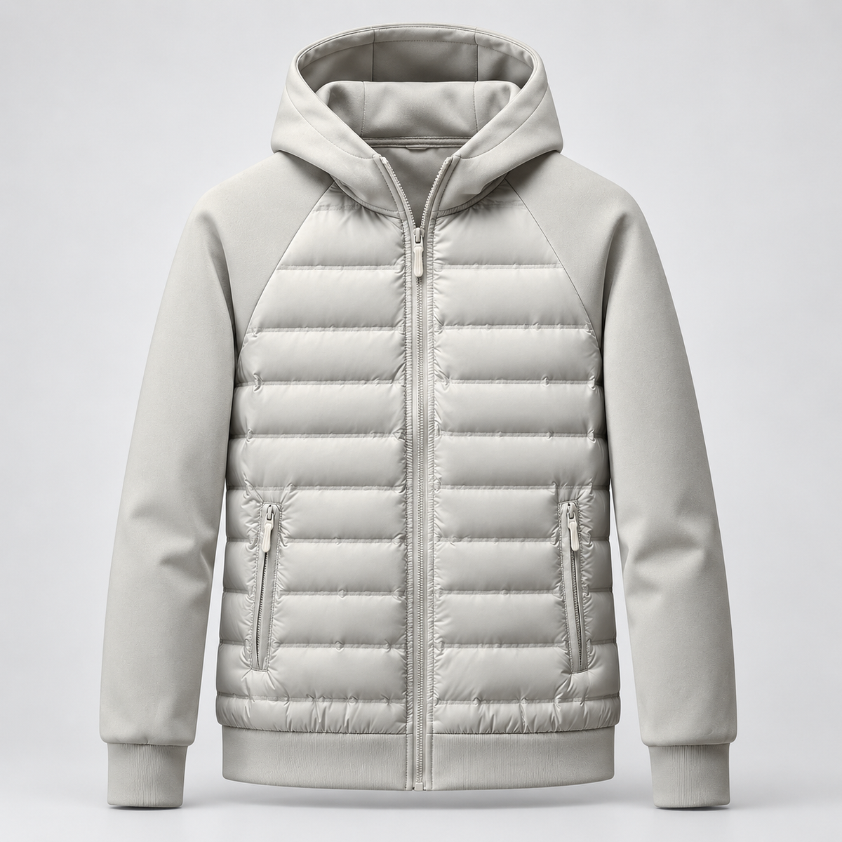 Montarello Men's Hooded Down Jacket with Quilted Panels