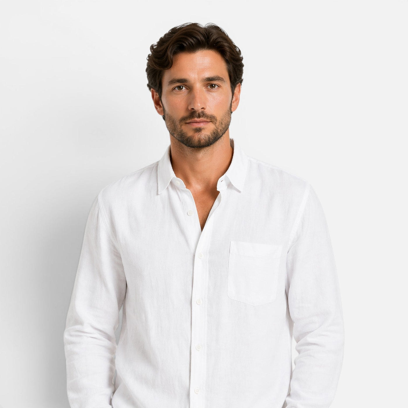 Montarello Men's Linen-Look Long-Sleeve Shirt & Trousers Co-Ord Set