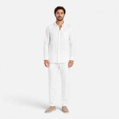 Montarello Men's Linen-Look Shirt & Trousers Set