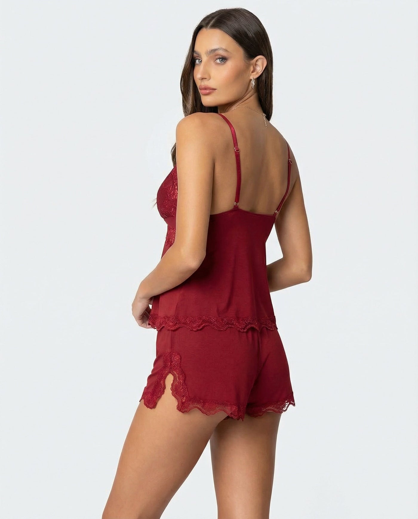 Montarello Women's Lace-Trim Cami Shorts 2-Piece Loungewear Set