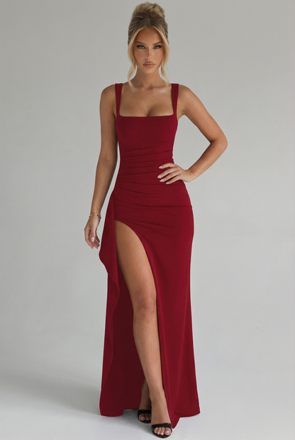 Montarello Women's Bodycon Slip Maxi Dress with Open Back and Side Split