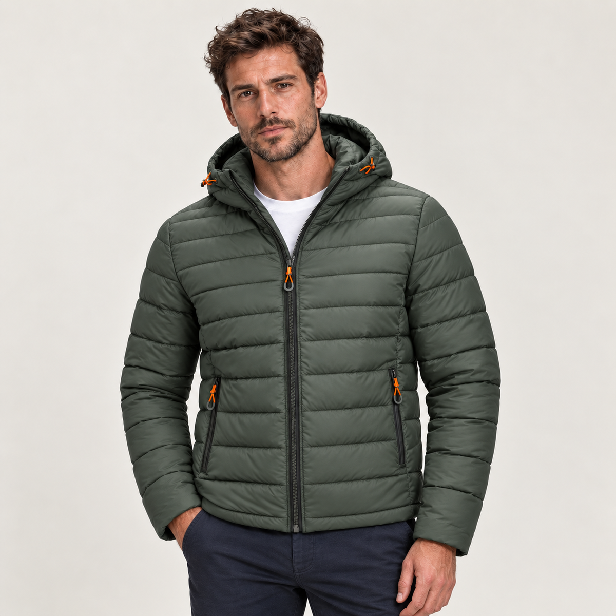 Montarello Men's Jacket Puffer Hooded Quilted Full Zip