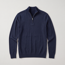 Montarello Men's Quarter-Zip Knitted-Look Sweater with Stand Collar