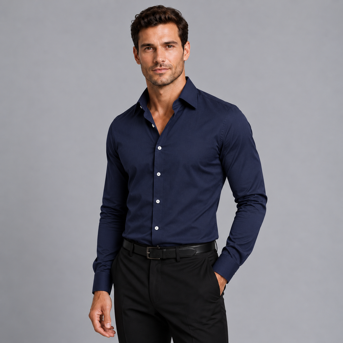 Montarello Men's Slim Fit Satin-Look Stretch Shirt