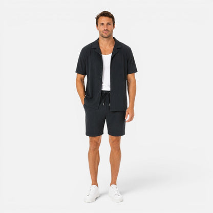 Montarello Men's Textured Shirt & Shorts Set