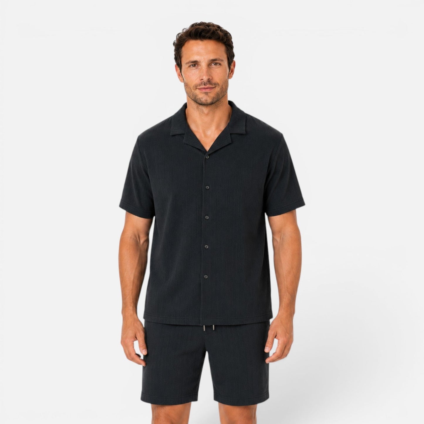 Montarello Men's Textured Shirt & Shorts Set