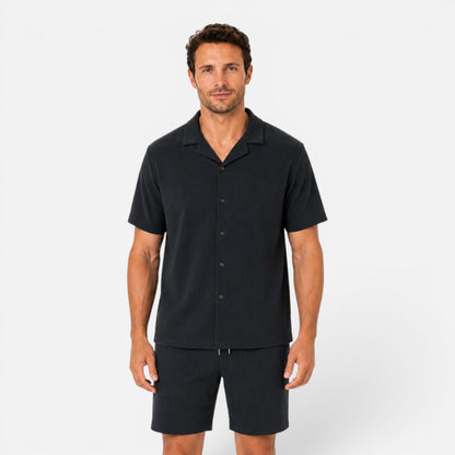 Montarello Men's Textured Shirt & Shorts Set