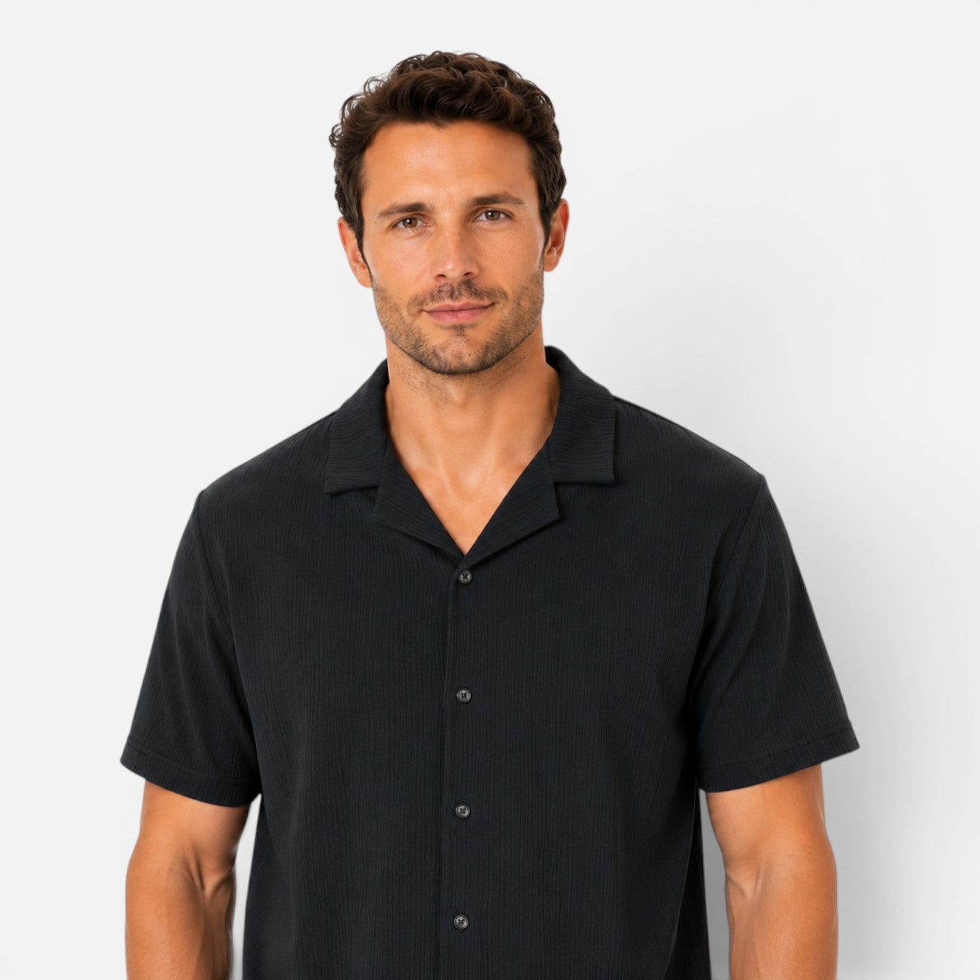 Montarello Men's Textured Camp Collar Shirt & Shorts Co-Ord Set