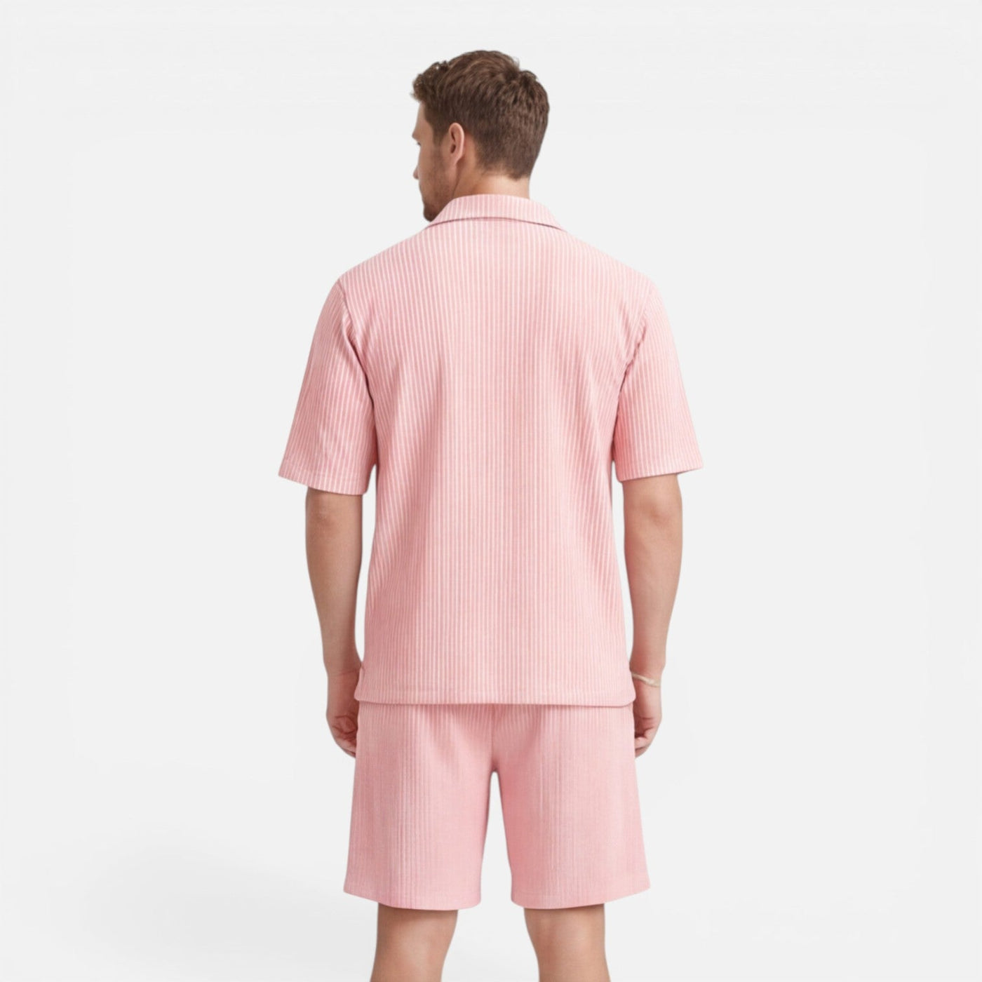 Montarello Men's Textured Camp Collar Shirt & Shorts Co-Ord Set