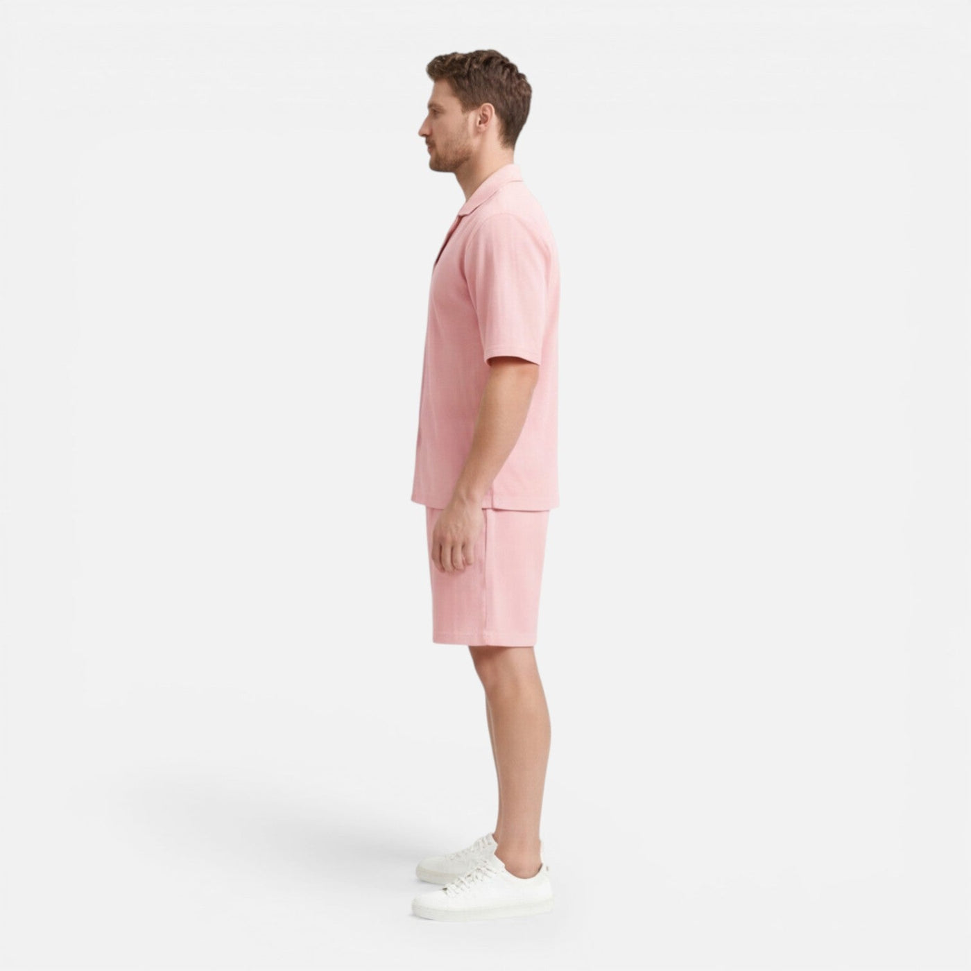 Montarello Men's Textured Camp Collar Shirt & Shorts Co-Ord Set