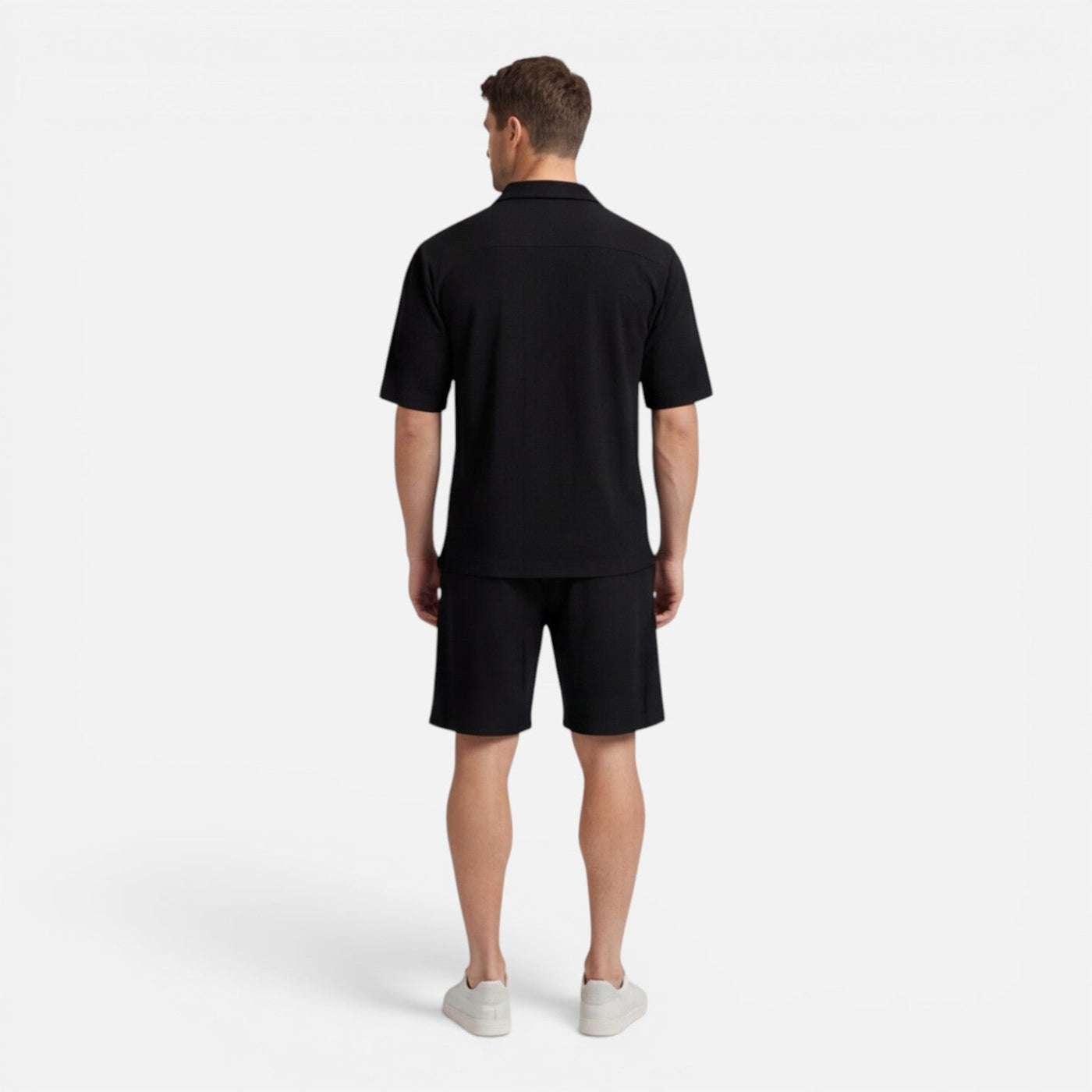 Montarello Men's Textured Camp Collar Shirt & Shorts Co-Ord Set