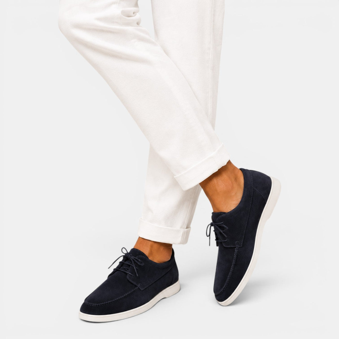 Montarello Men's Moccasin Shoes Suede-Look Lace-Up