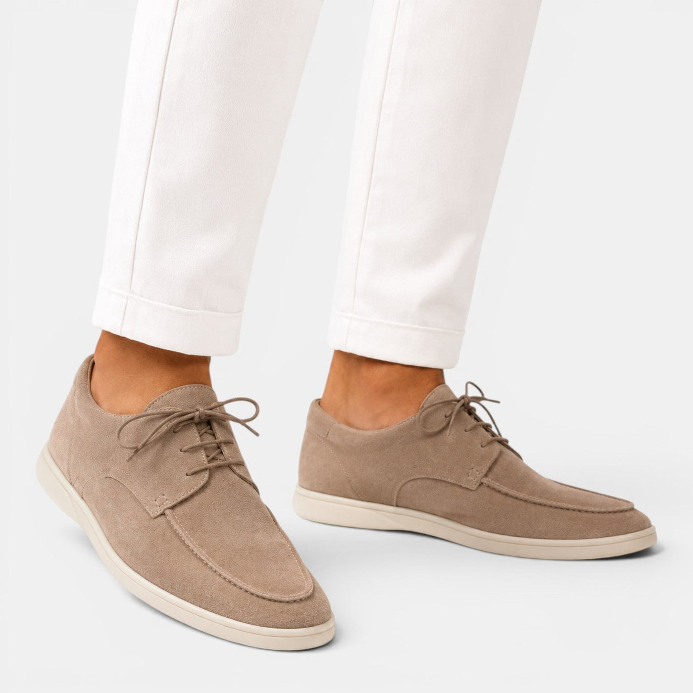 Montarello Men's Moccasin Shoes Suede-Look Lace-Up