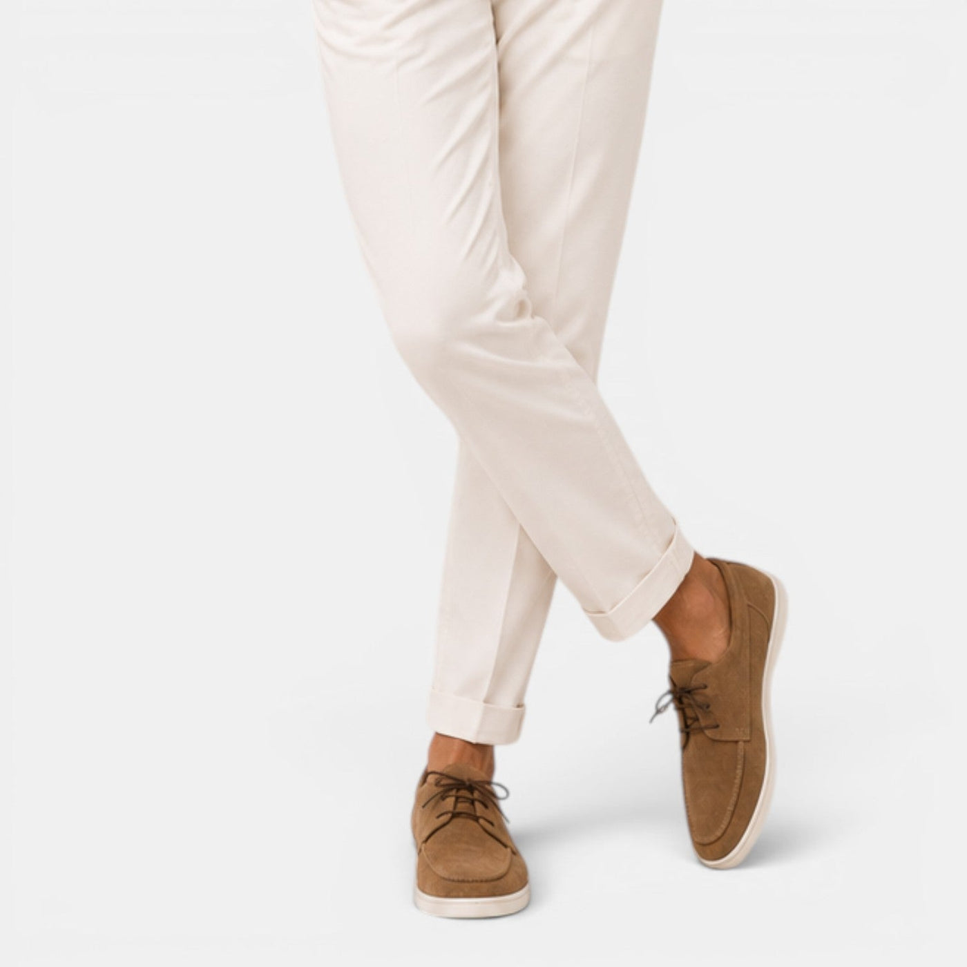 Montarello Men's Moccasin Shoes Suede-Look Lace-Up