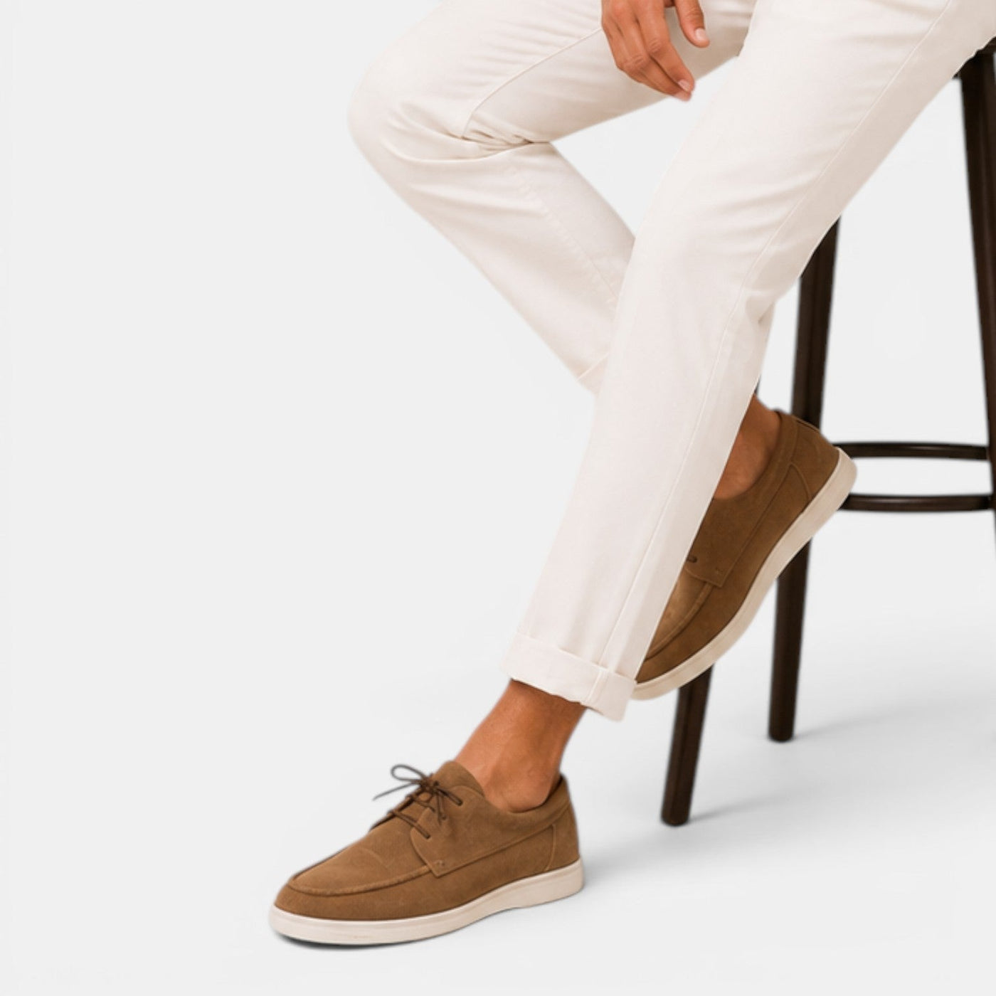Montarello Men's Moccasin Shoes Suede-Look Lace-Up