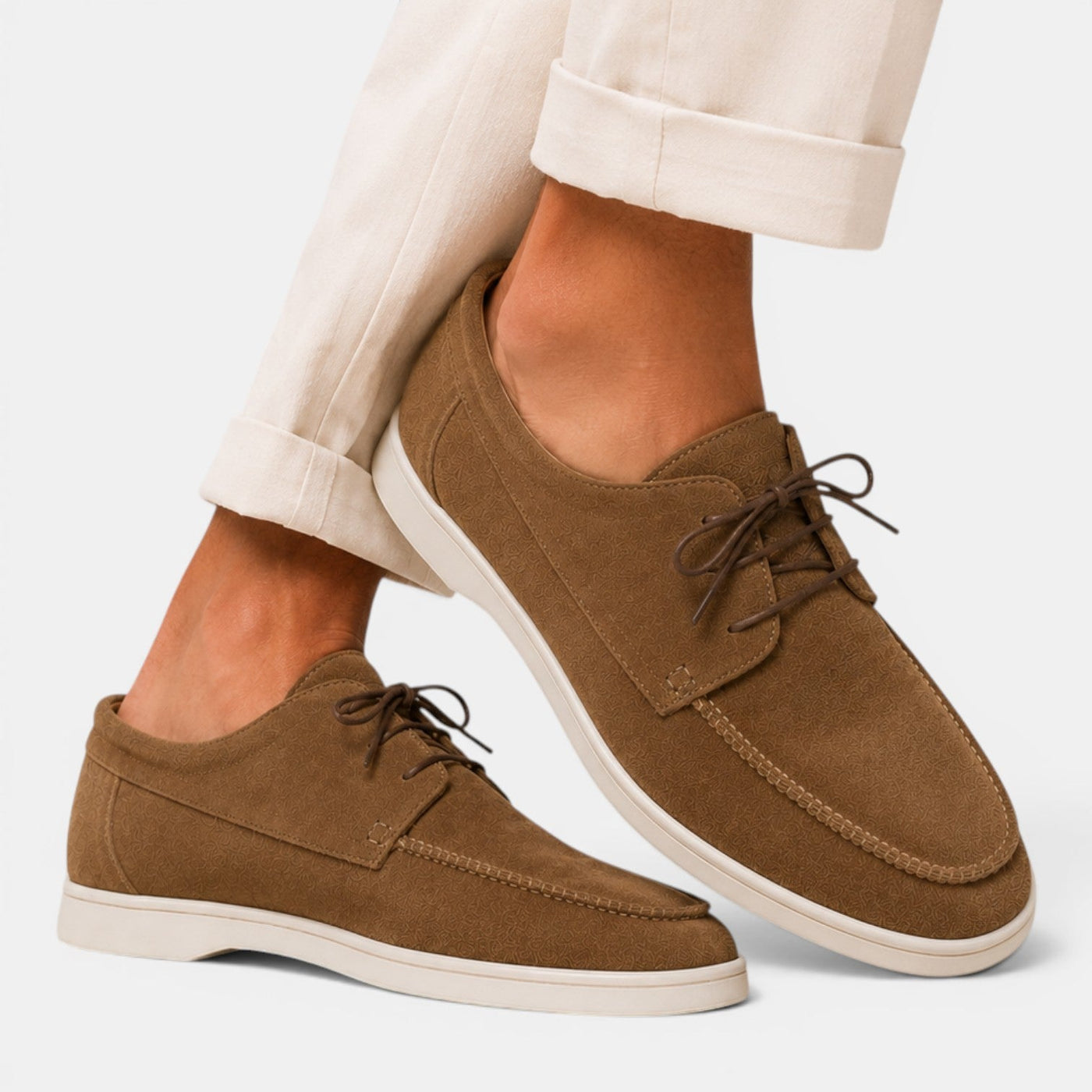 Montarello Men's Moccasin Shoes Suede-Look Lace-Up