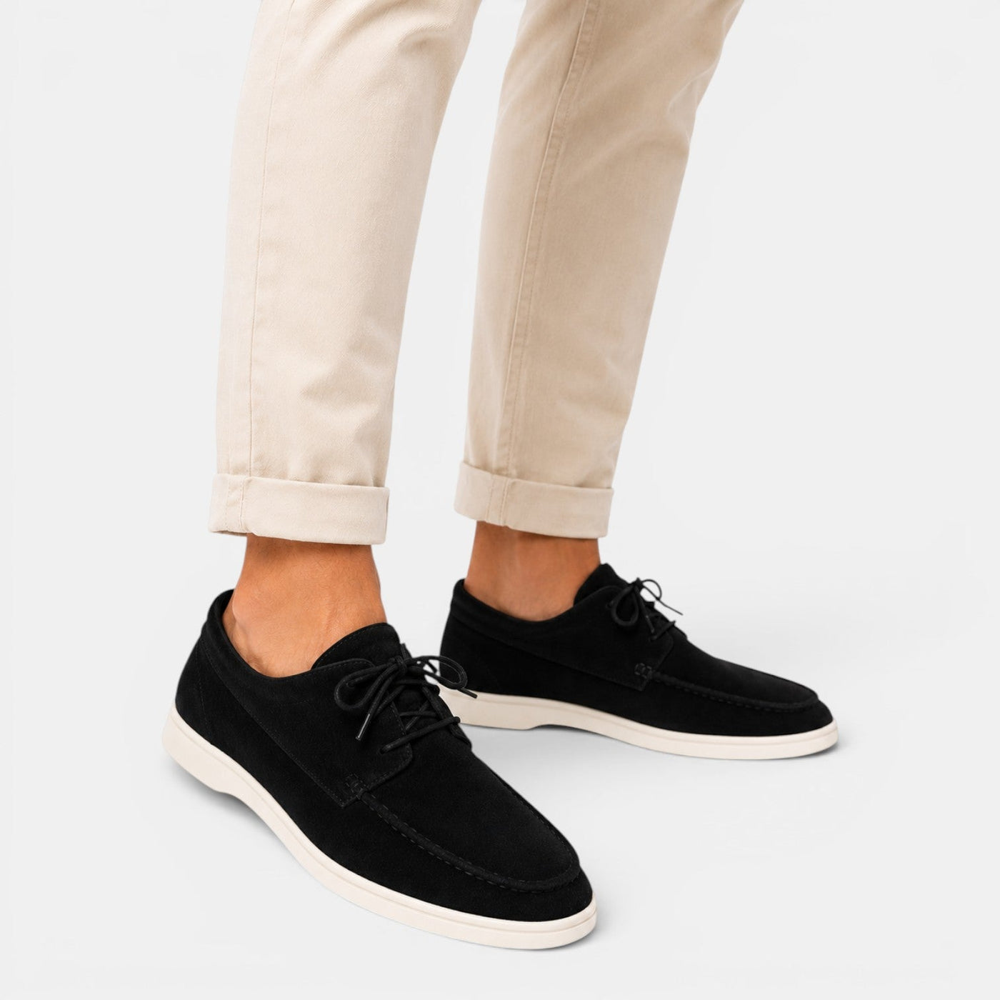Montarello Men's Moccasin Shoes Suede-Look Lace-Up