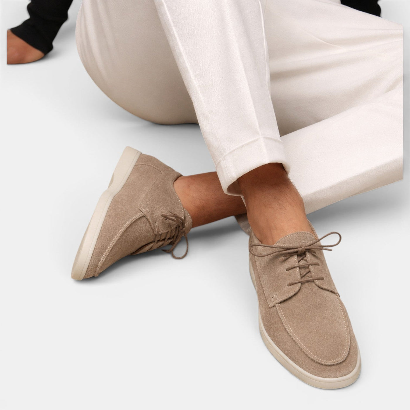 Montarello Men's Moccasin Shoes Suede-Look Lace-Up