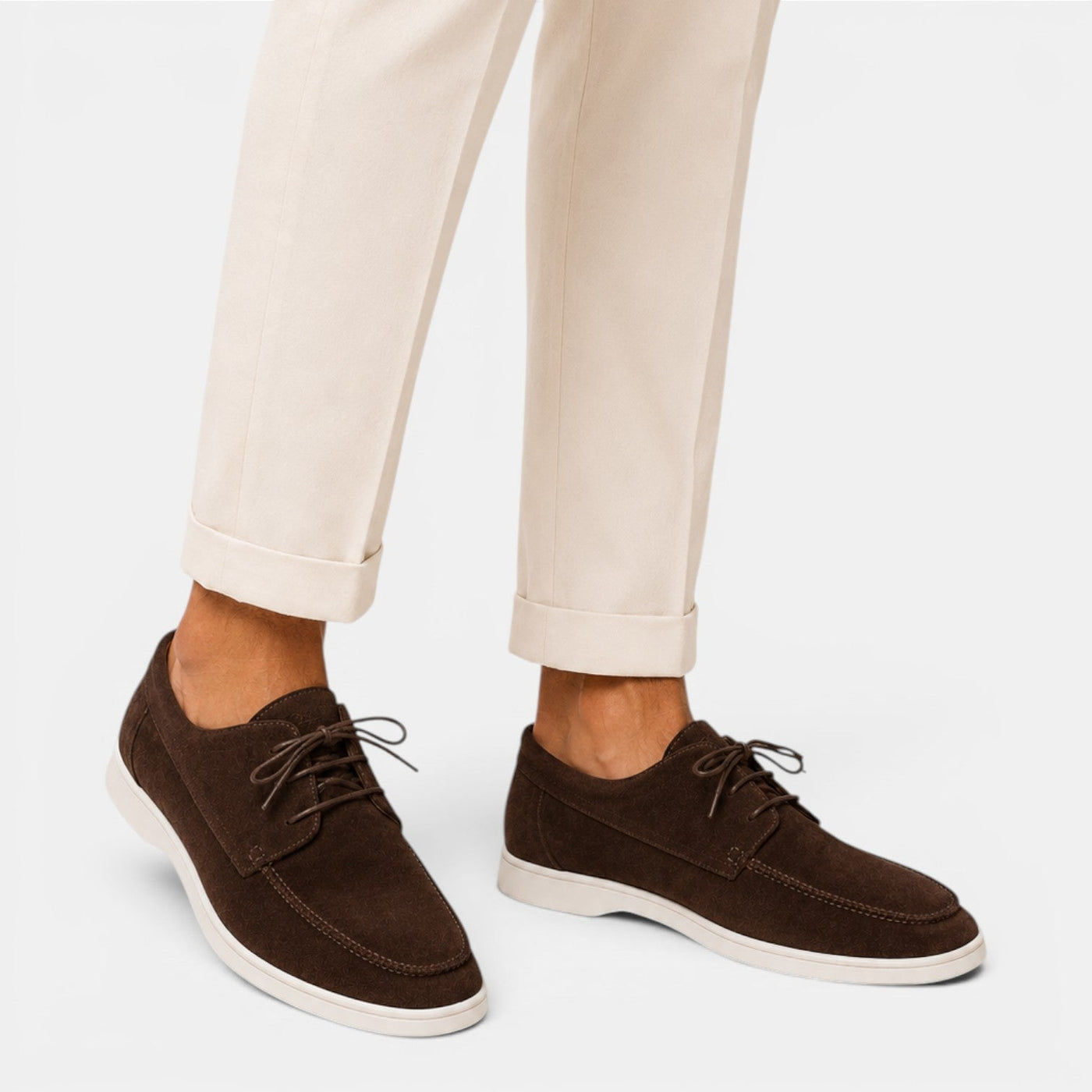 Montarello Men's Moccasin Shoes Suede-Look Lace-Up