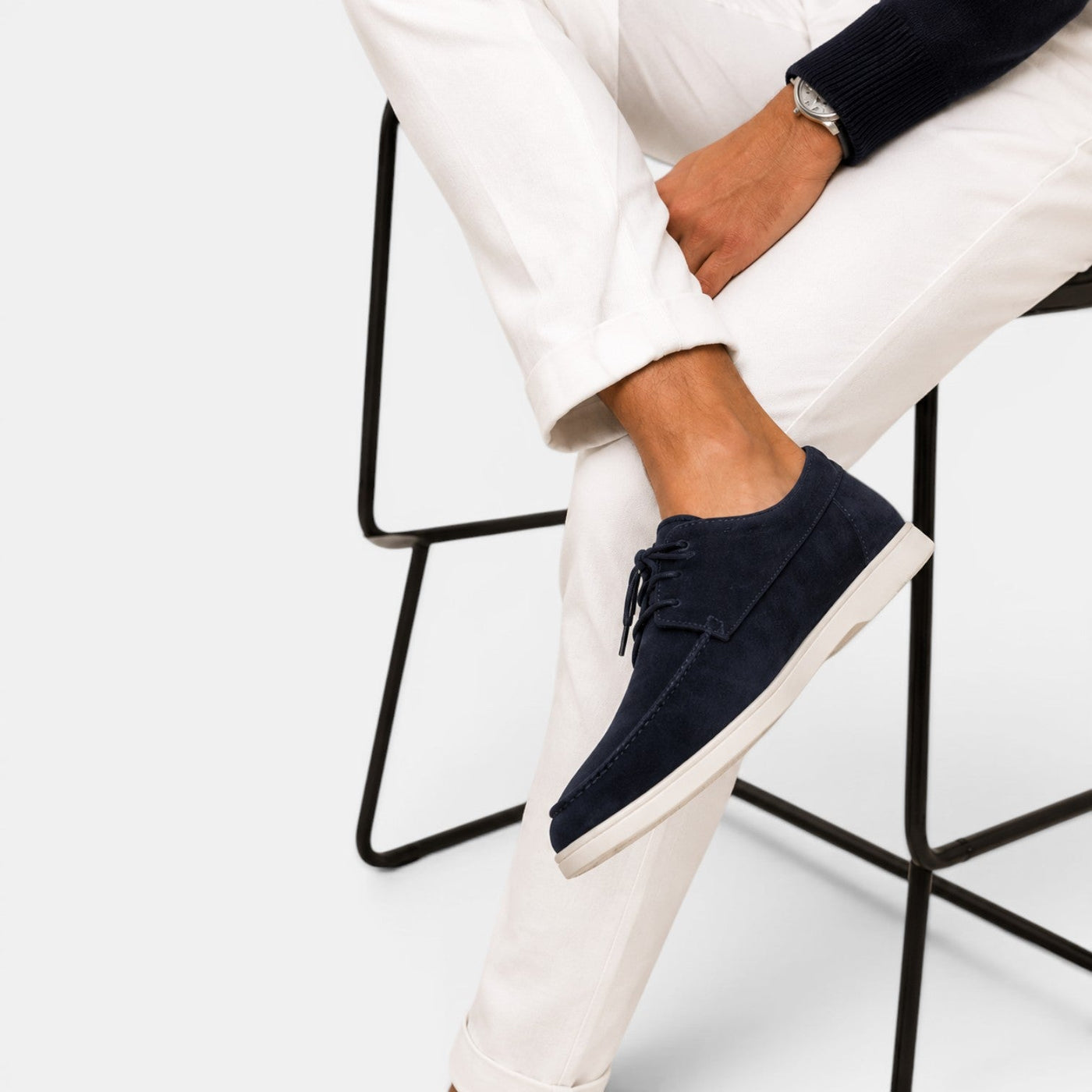 Montarello Men's Moccasin Shoes Suede-Look Lace-Up